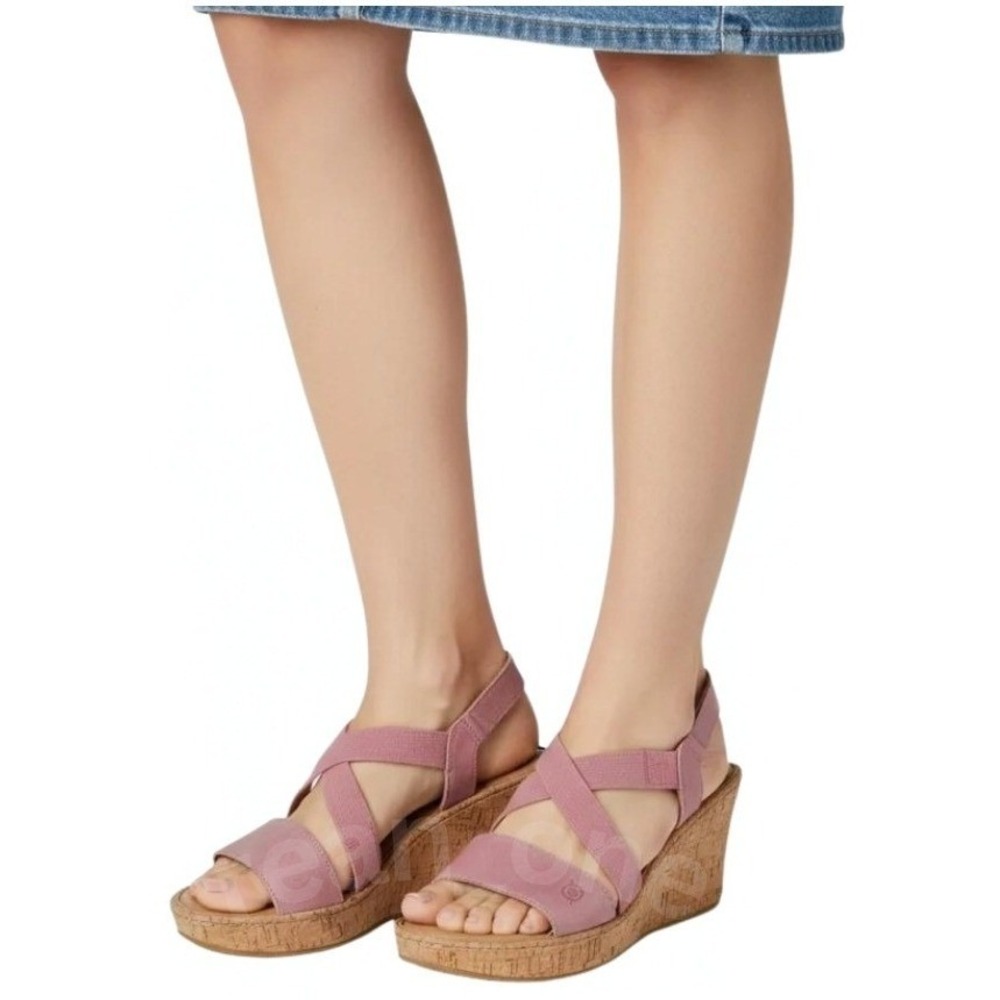 BORN Women's HYURO Strappy Cork Wedge Sandals, Pink Size 11M